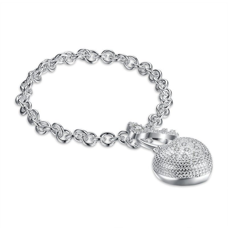PULSERA ROLO CON CORAZON PLATA Y CIERRE LLAVE