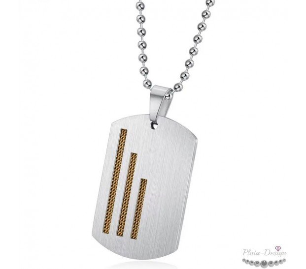 COLGANTE CHAPA DISEÑO ACERO Y ORO, PARA GRABAR FOTO O TEXTO COLGANTE CHAPA DISEÑO ACERO Y ORO, PARA GRABAR FOTO O TEXTO
