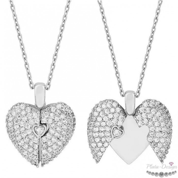 colgante corazón apertura alas para grabar