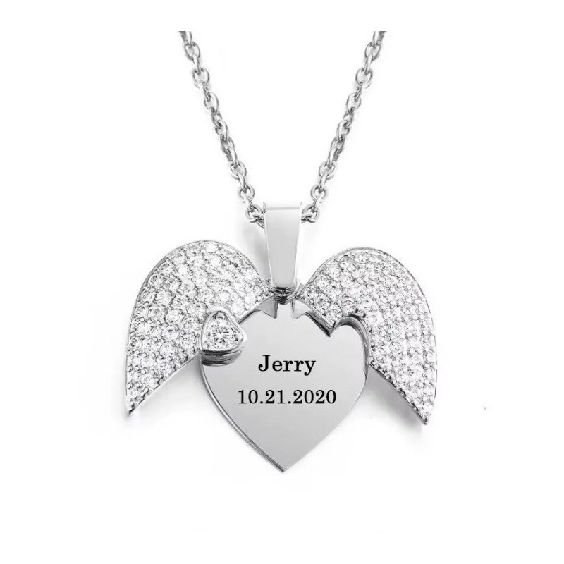 COLGANTE CORAZÓN PERSONALIZADO CON ALAS QUE SE ABREN