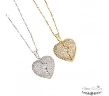 collar corazón con alas que se abren