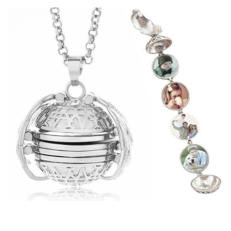 COLGANTE RELICARIO PORTAFOTOS MÚLTIPLE, DISEÑO LLAMADOR DE ÁNGELES