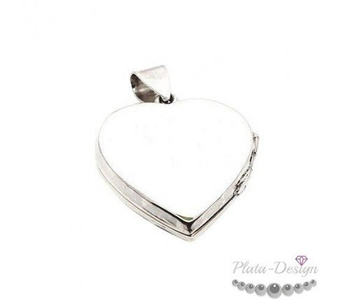 COLGANTE RELICARIO PORTAFOTOS CORAZÓN, 100% PLATA DE LEY