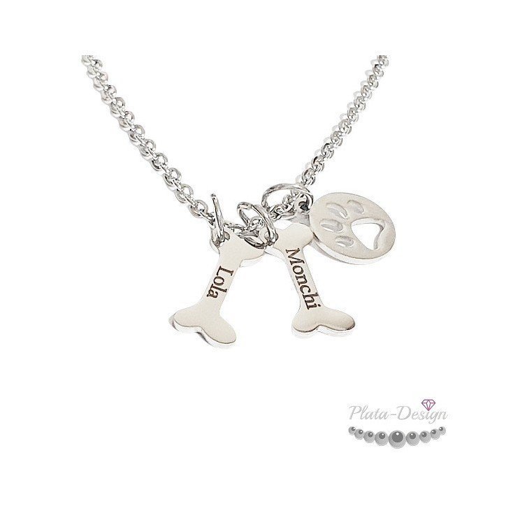 collar mascotas con hueso personalizado con nombre