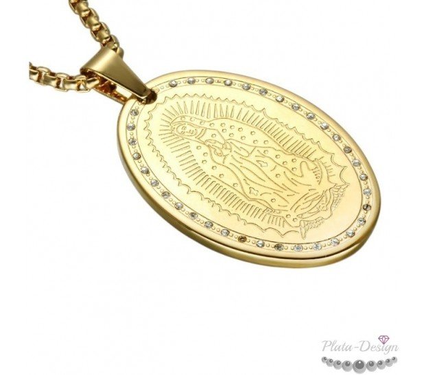 MEDALLA OVAL VIRGEN MARÍA, ACERO Y ORO MEDALLA OVAL VIRGEN MARÍA, ACERO Y ORO