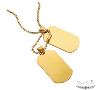 chapas militares dobles acero y oro doradas personalizadas