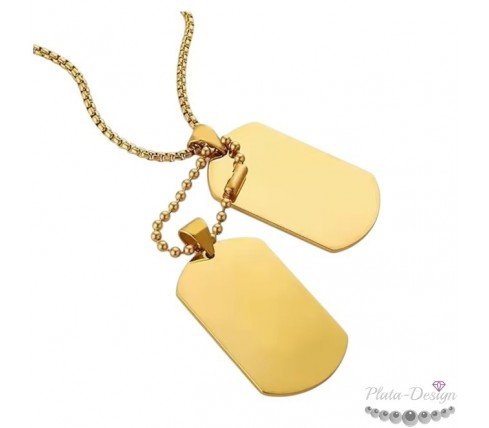 chapas militares dobles acero y oro doradas personalizadas