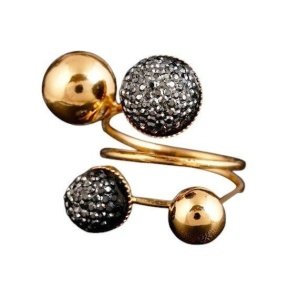 Anillo espiral con bolas ♥ Anillo espiral esferas y pedrería