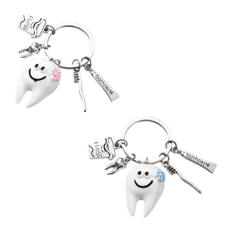 LLAVERO PERSONALIZADO DENTISTA DIENTE, DOS COLORES
