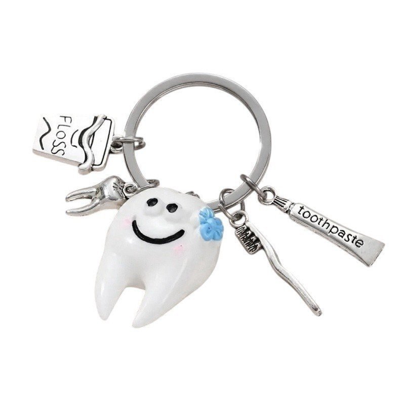 LLAVERO PERSONALIZADO DENTISTA DIENTE, DOS COLORES