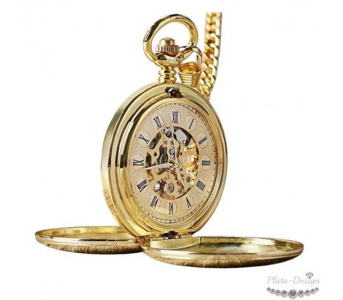 RELOJ DE BOLSILLO CUERDA MANUAL Y MAQUINARIA VISTA DORADO