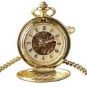 RELOJ DE BOLSILLO CUERDA MANUAL Y MAQUINARIA VISTA DORADO