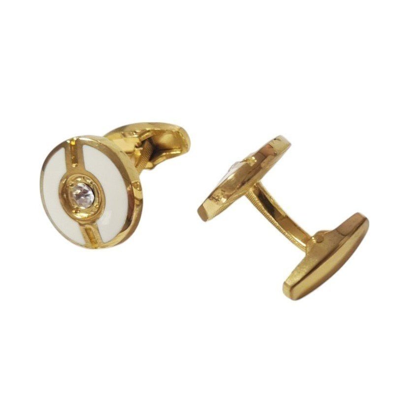 GEMELOS DORADOS BOTÓN CON CIRCONITA