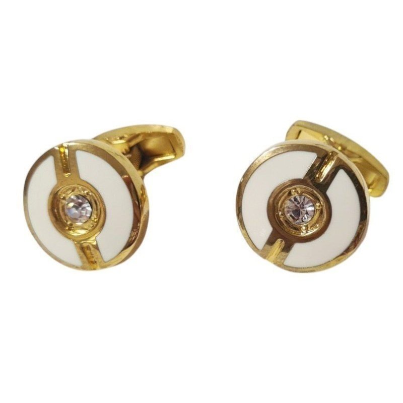 GEMELOS DORADOS BOTÓN CON CIRCONITA