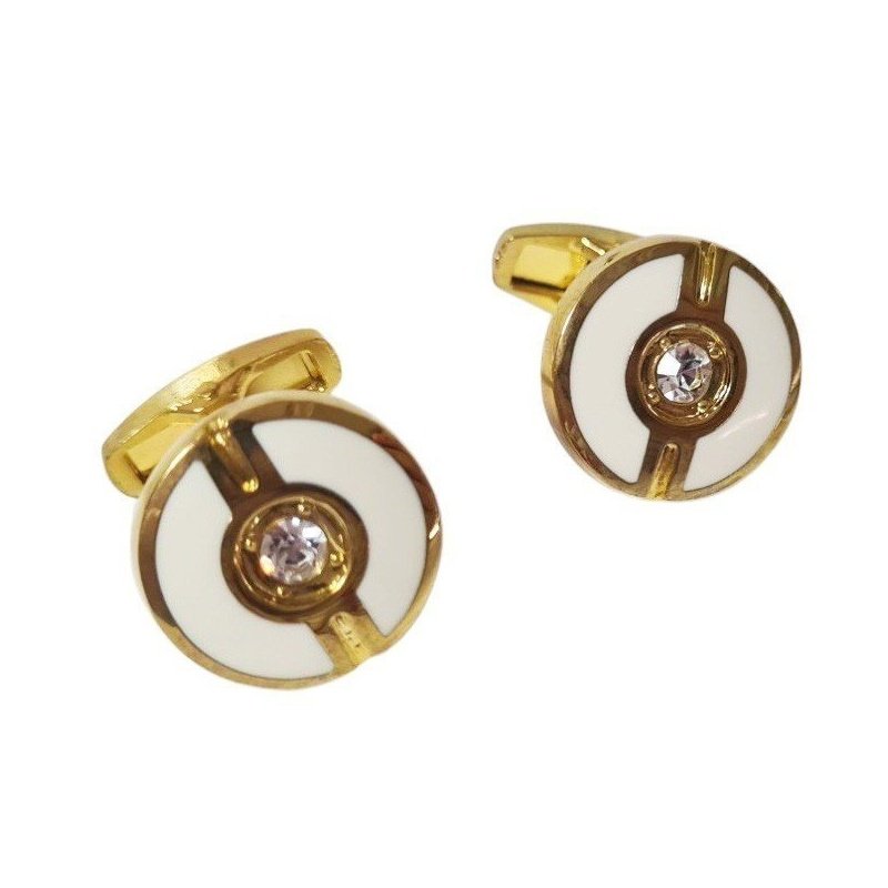 GEMELOS DORADOS BOTÓN CON CIRCONITA