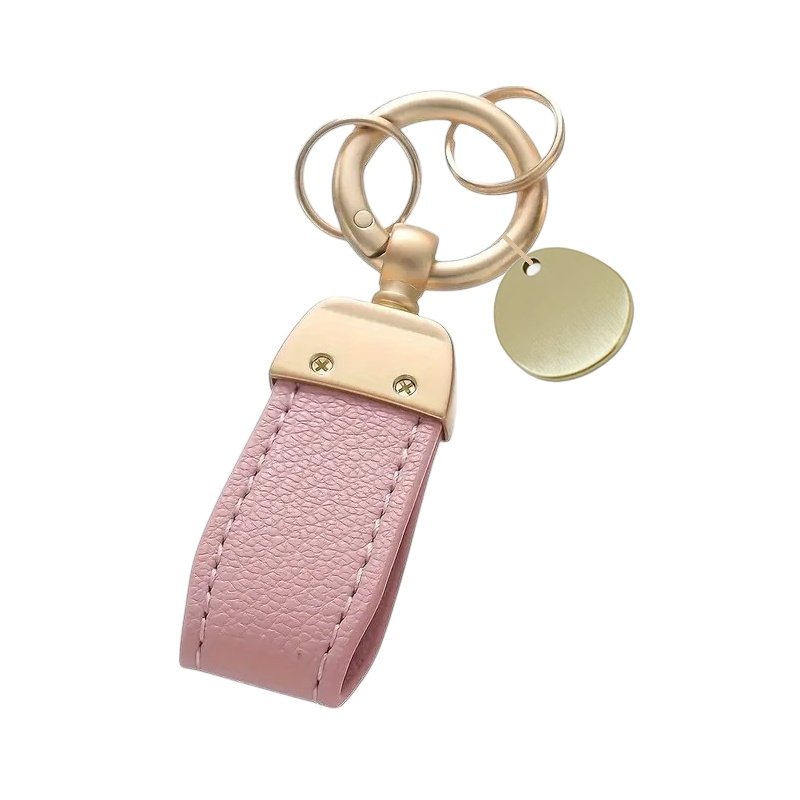 LLAVERO PERSONALIZADO CUERO HERRAJES DORADOS