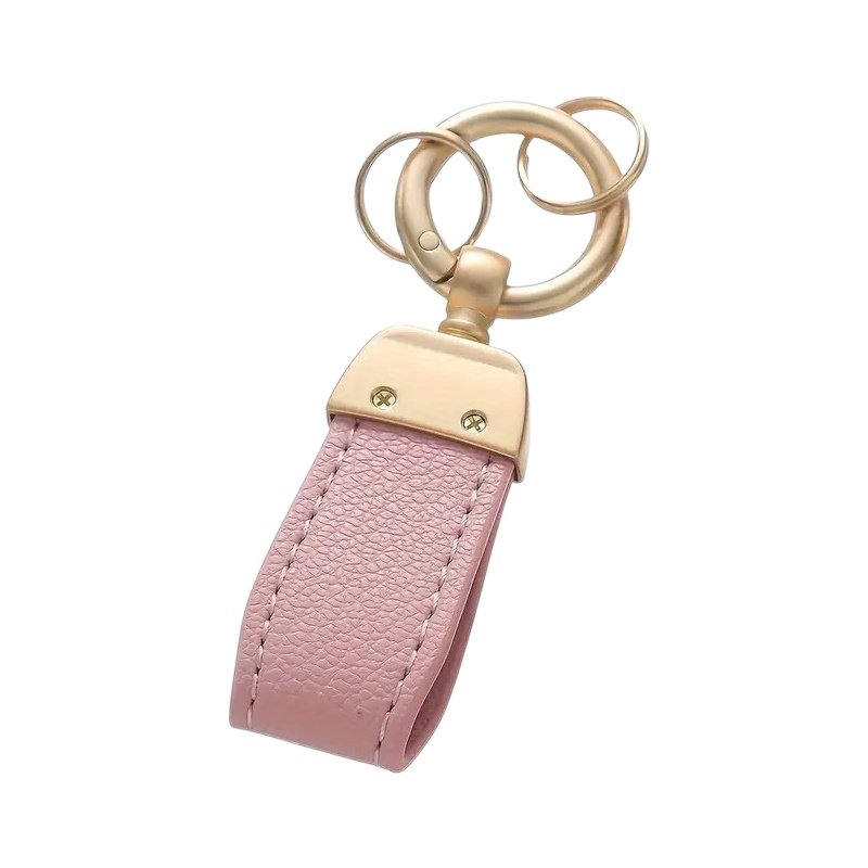 LLAVERO PERSONALIZADO CUERO HERRAJES DORADOS