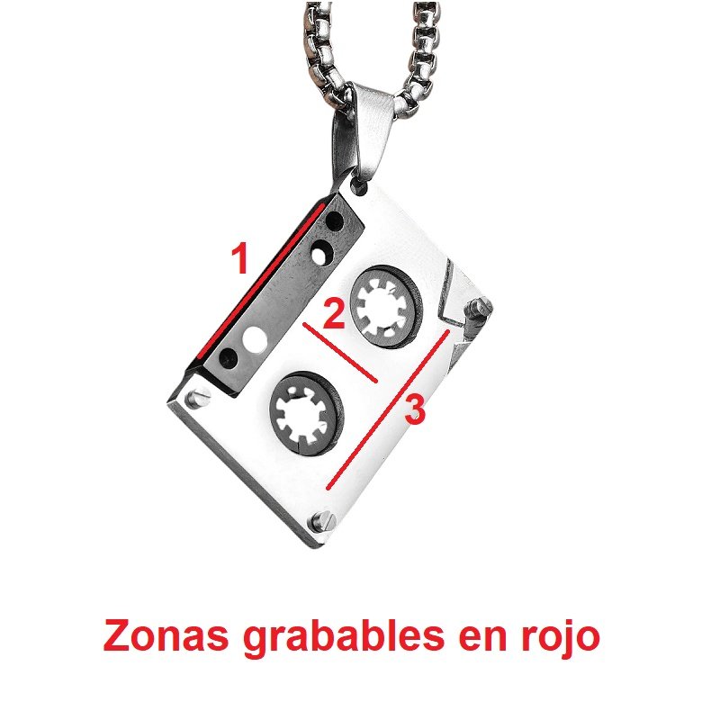 COLGANTE CASSETTE PERSONALIZADO ACERO