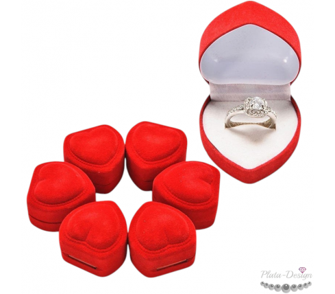 caja regalo corazón rojo para anillos alianzas compromiso