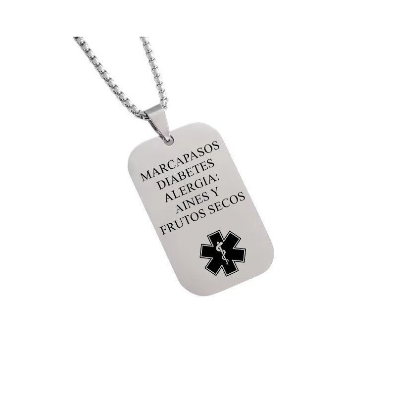 COLGANTE ALERTA MÉDICA PERSONALIZADO PARA HOMBRE