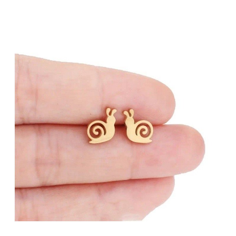 PENDIENTES INFANTILES CARACOLES ACERO Y ORO