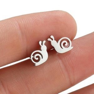 pendientes caracoles pequeños niña acero y oro antialérgicos