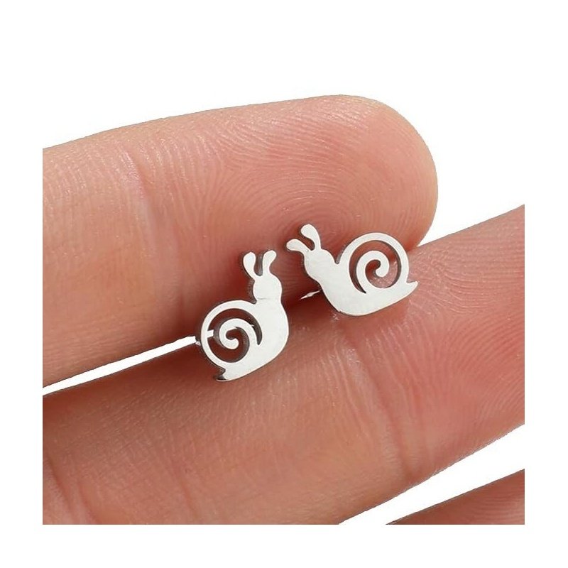 PENDIENTES INFANTILES CARACOLES ACERO Y ORO