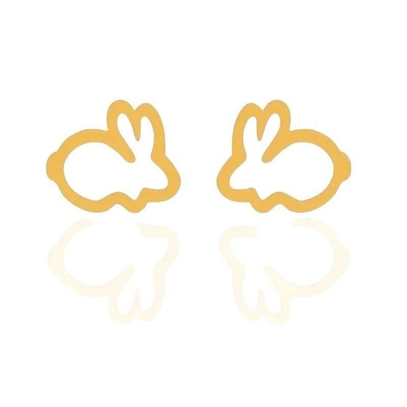 PENDIENTES INFANTILES CONEJITOS ACERO Y ORO