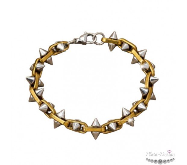 PULSERA PINCHOS ACERO Y ORO PULSERA PINCHOS ACERO Y ORO