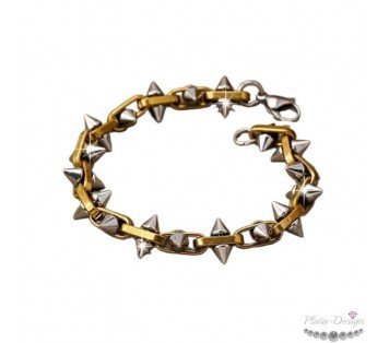 pulsera pinchos acero y oro