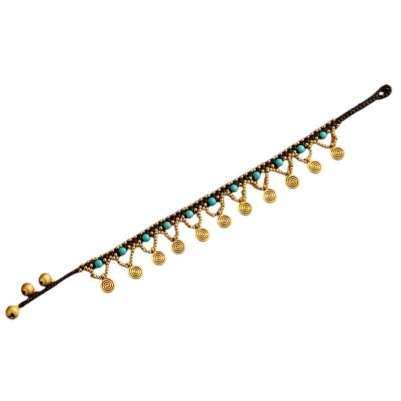 TOBILLERA MACRAMÉ TURQUESAS BOHO GIPSY