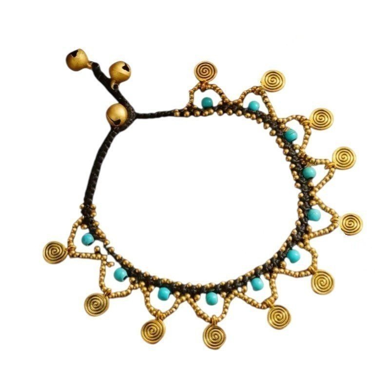 TOBILLERA MACRAMÉ TURQUESAS BOHO GIPSY