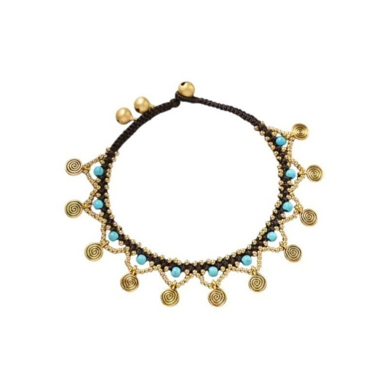 TOBILLERA MACRAMÉ TURQUESAS BOHO GIPSY