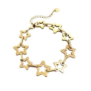 pulsera estrellas acero y oro dorada anti alergica