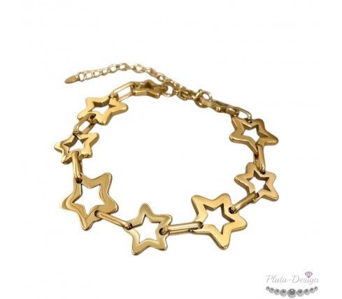 PULSERAS DE ESTRELLAS EN ACERO DORADO O PLATEADO