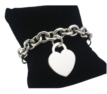 PULSERA ROLO DE ACERO CON CORAZÓN PARA GRABAR