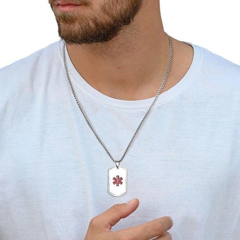 COLGANTE ALERTA MÉDICA PERSONALIZADO EN DOS COLORES