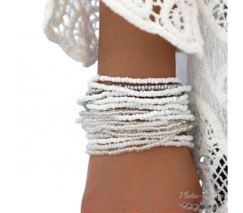 conjunto de pulseras blancas para verano