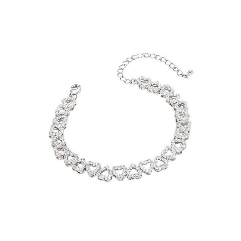 PULSERA TENIS CORAZONES CON ORO BLANCO
