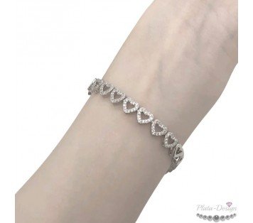 PULSERA TENIS CORAZONES CON ORO BLANCO