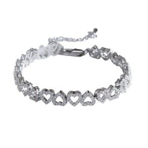 pulsera novias oro blanco corazones