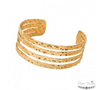 pulseras arena roja acero y oro