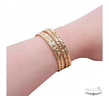 BRAZALETE MARTILLADO CUATRO FILAS ACERO Y ORO