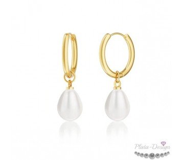 pendientes aros con perlas colgantes