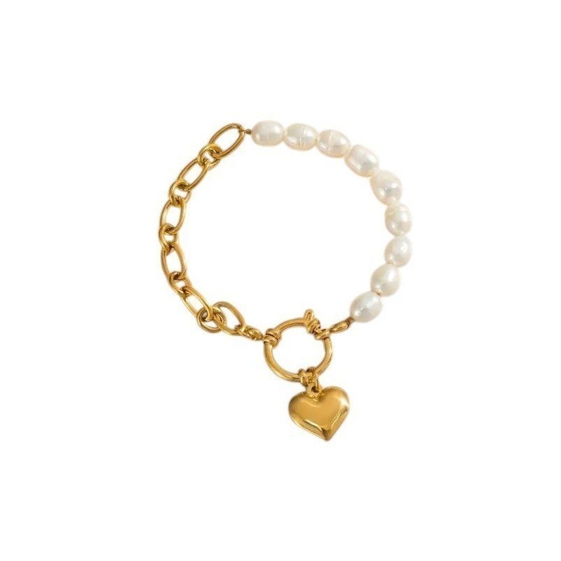 PULSERA PERLAS NATURALES CON CORAZÓN PERSONALIZADO