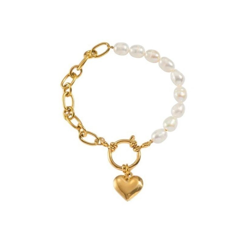 PULSERA PERLAS NATURALES CON CORAZÓN PERSONALIZADO
