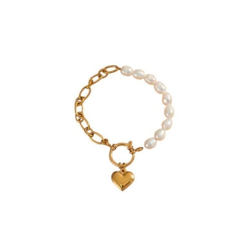 PULSERA PERLAS NATURALES CON CORAZÓN PERSONALIZADO