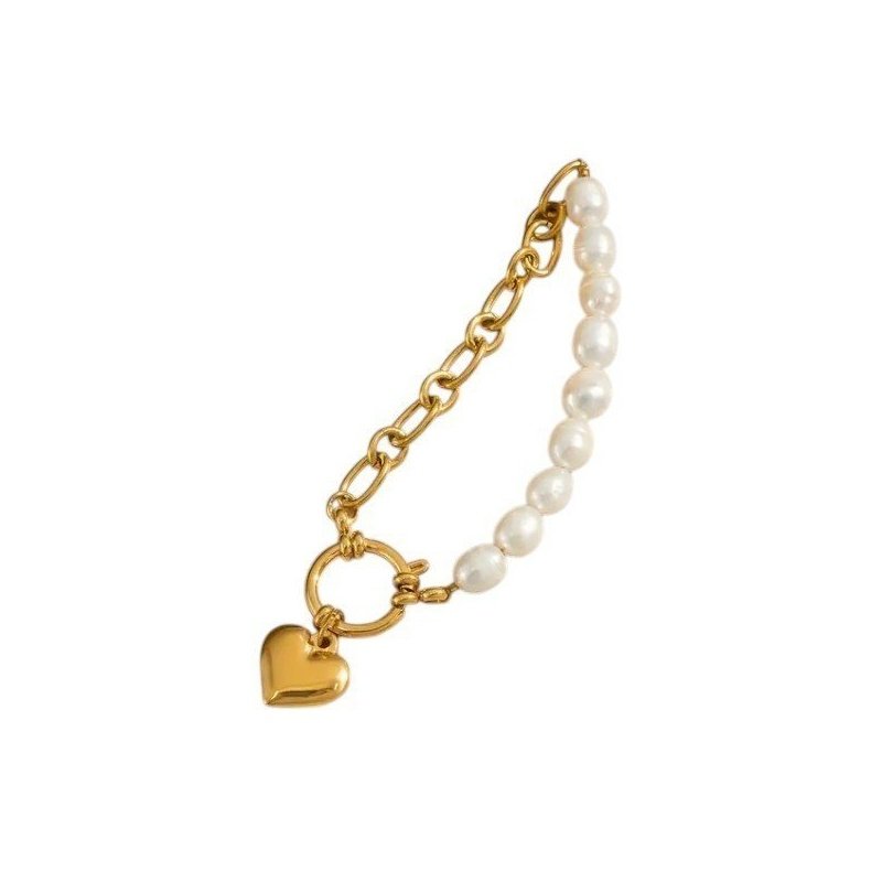 PULSERA PERLAS NATURALES CON CORAZÓN PERSONALIZADO
