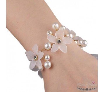 pulsera flores y perlas para novia