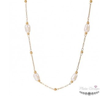 gargantilla de perlas para novias acero y oro amarillo